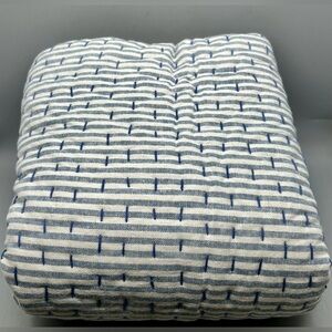 Pottery Barn Pick Stitch Blue and White Quilt (K) and Two Reg. Zip Shams.